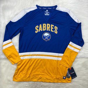 Buffalo Sabres NHL Women's Iconic Two Stripe Long Sleeve Shirt Women L NWT